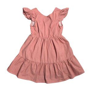 NWOT | Girls' Tiered Ruffle Dress | Flutter Sleeve | Dusty Rose | 3-4Y